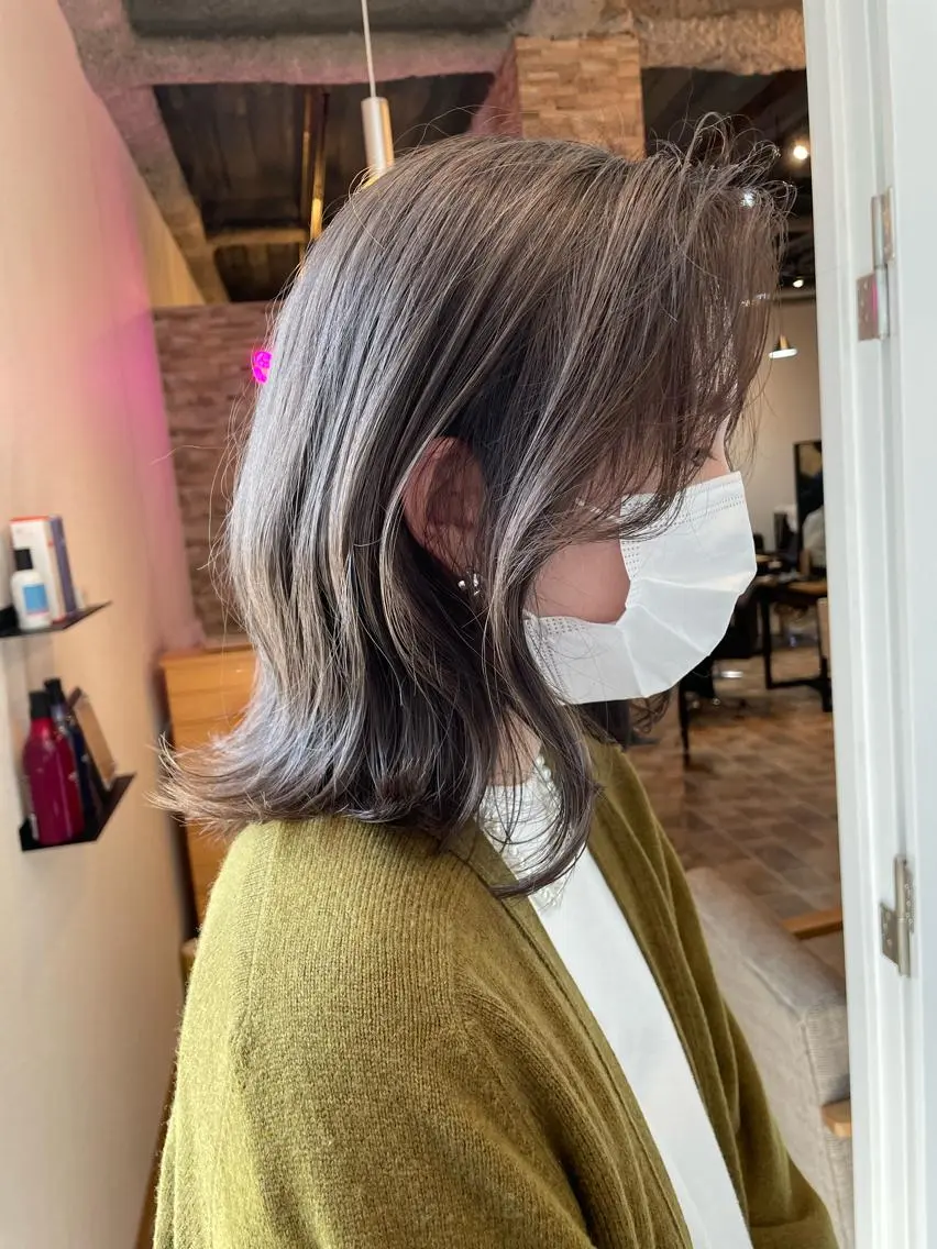 セミロング カラー グレージュ ヘアカラー YUI/ ブリーチカラー🌷のヘアスタイル