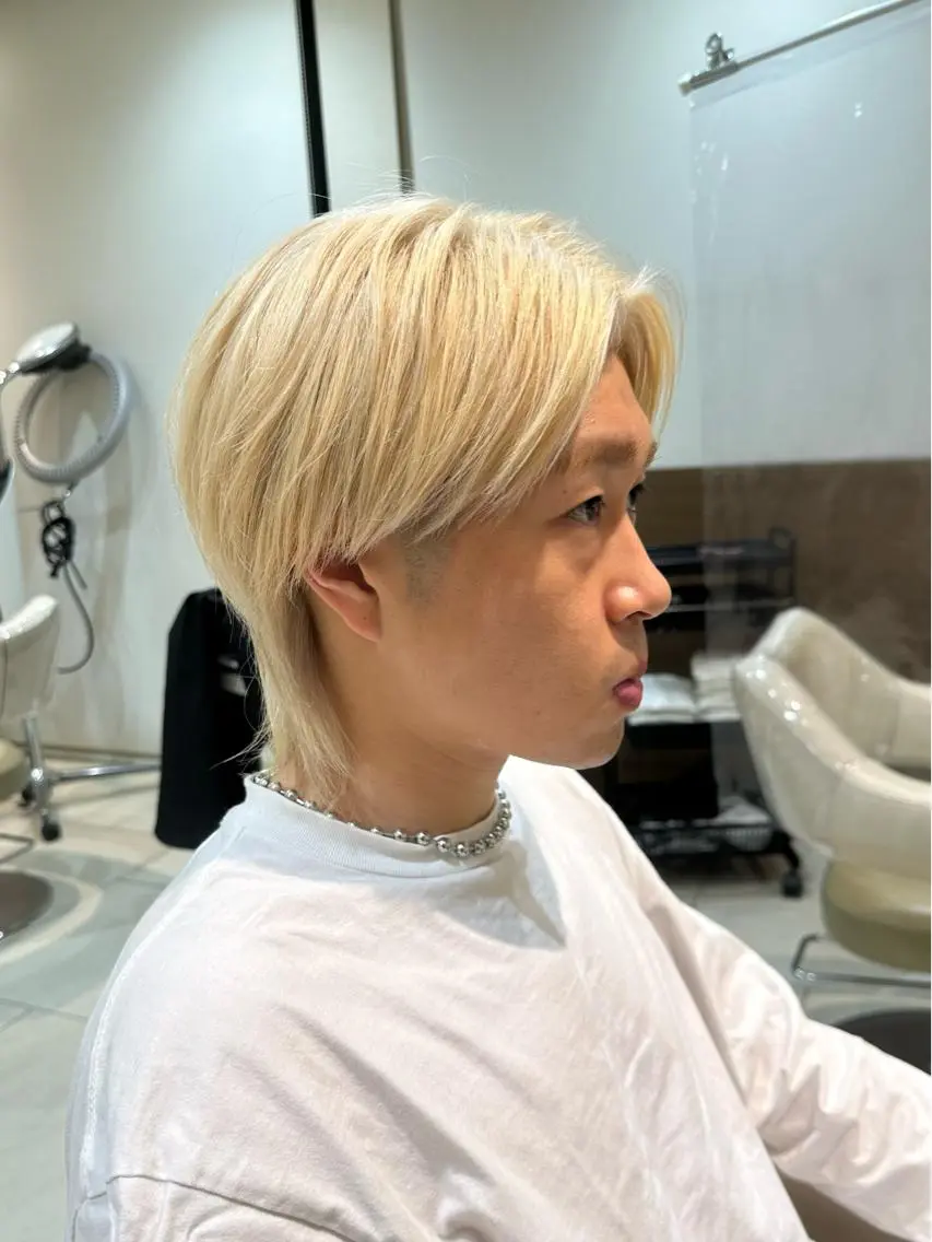 ミディアム ウルフカット 縮毛矯正 滝沢尚起のヘアスタイル