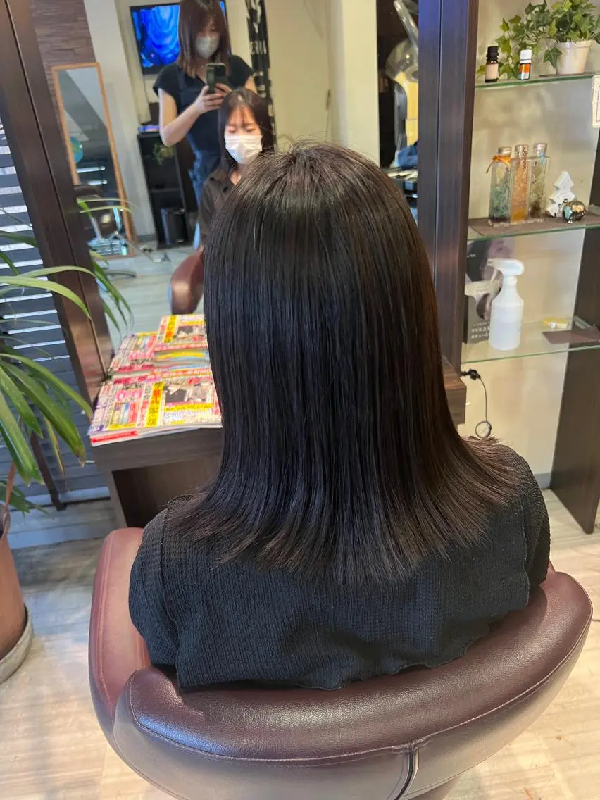 セミロング 【南草津】髪質改善 ヘナカラー&縮毛矯正のヘアスタイル