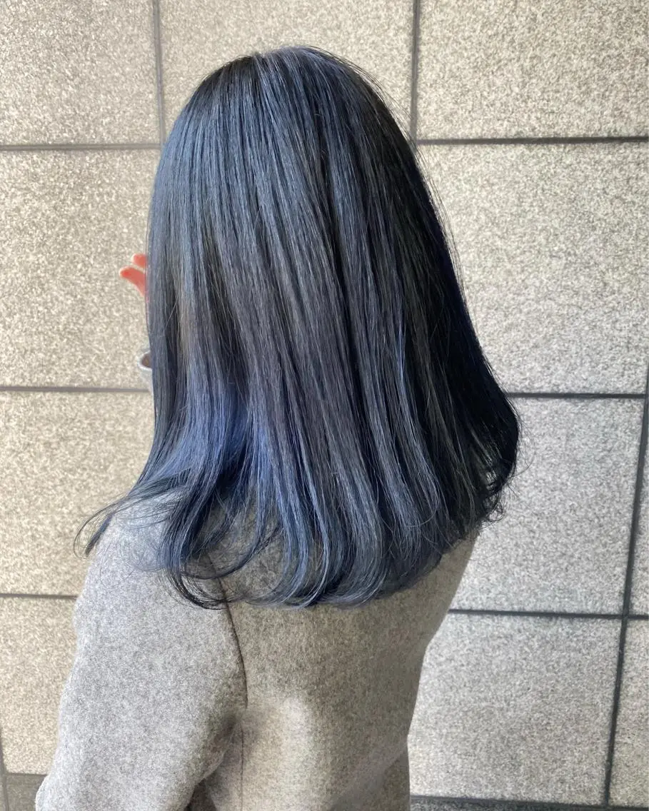セミロング カラー ブリーチ ブルーカラー ブルージュ ケアブリーチ ヘアカラー パーマ/ケアブリーチ /博多/YOSUKEのヘアスタイル