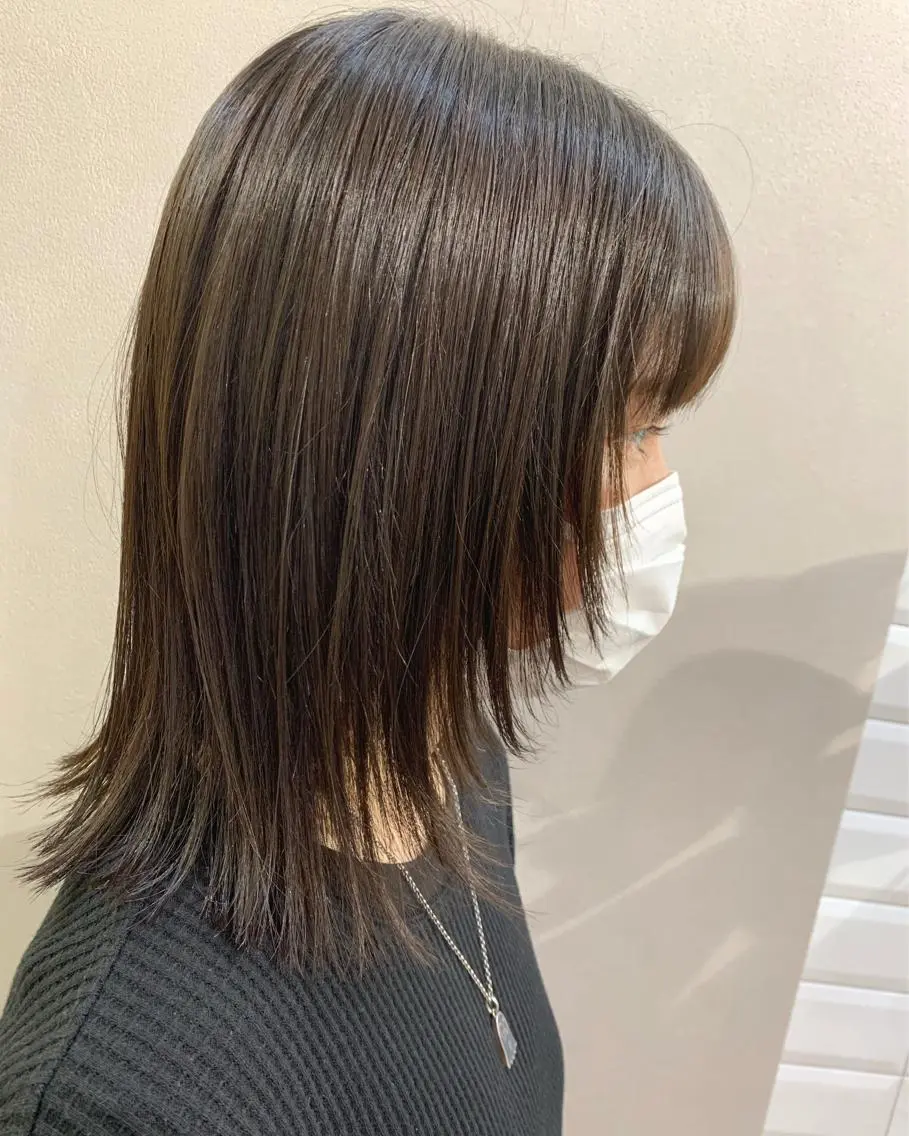 ミディアム カラー レイヤーカット ウルフカット ウルフレイヤー カット トリートメント hubhair レイヤー/透明感のヘアスタイル