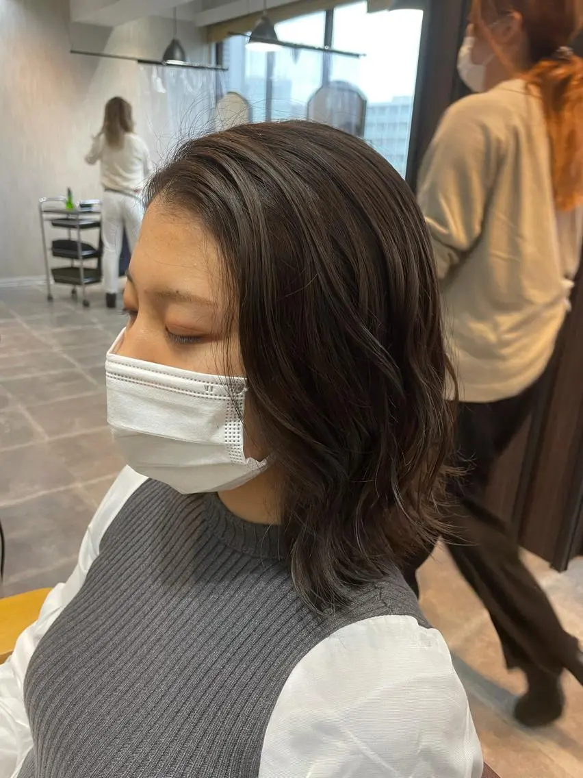 ミディアム カラー ミストバング フェイスフレーミング トリートメント カット ヘアカラー トリートメント newiGRANDE 🌈萩原聖也のヘアスタイル