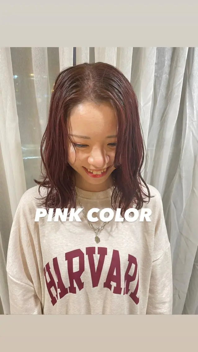 セミロング カラー ヘアアレンジ ヘアカラー ハイトーンピンク🍑 ブリーチ🍑RINAのヘアスタイル