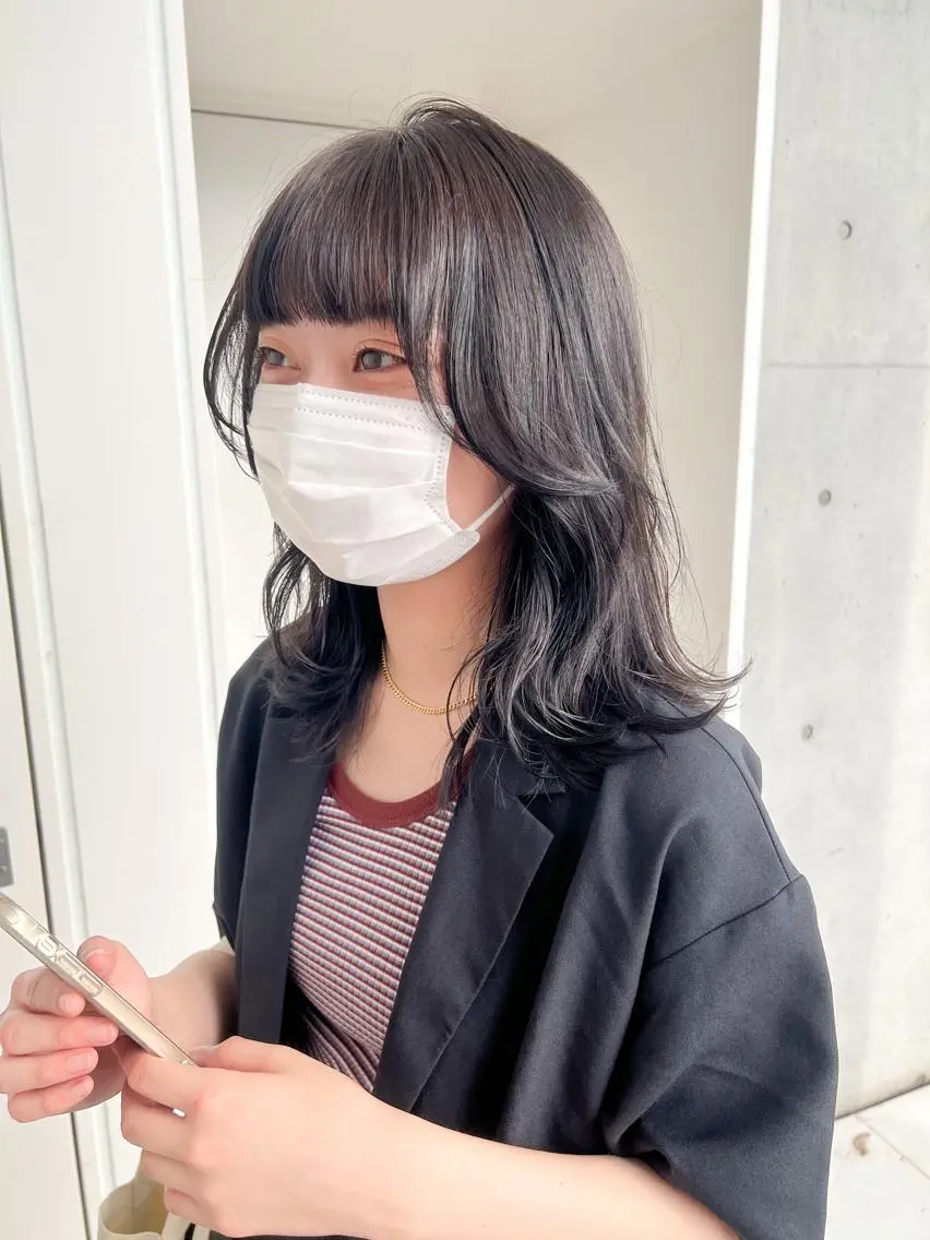 ミディアム カラー 透明感カラー グレージュ 小顔カット "小顔カット" Fuko.のヘアスタイル