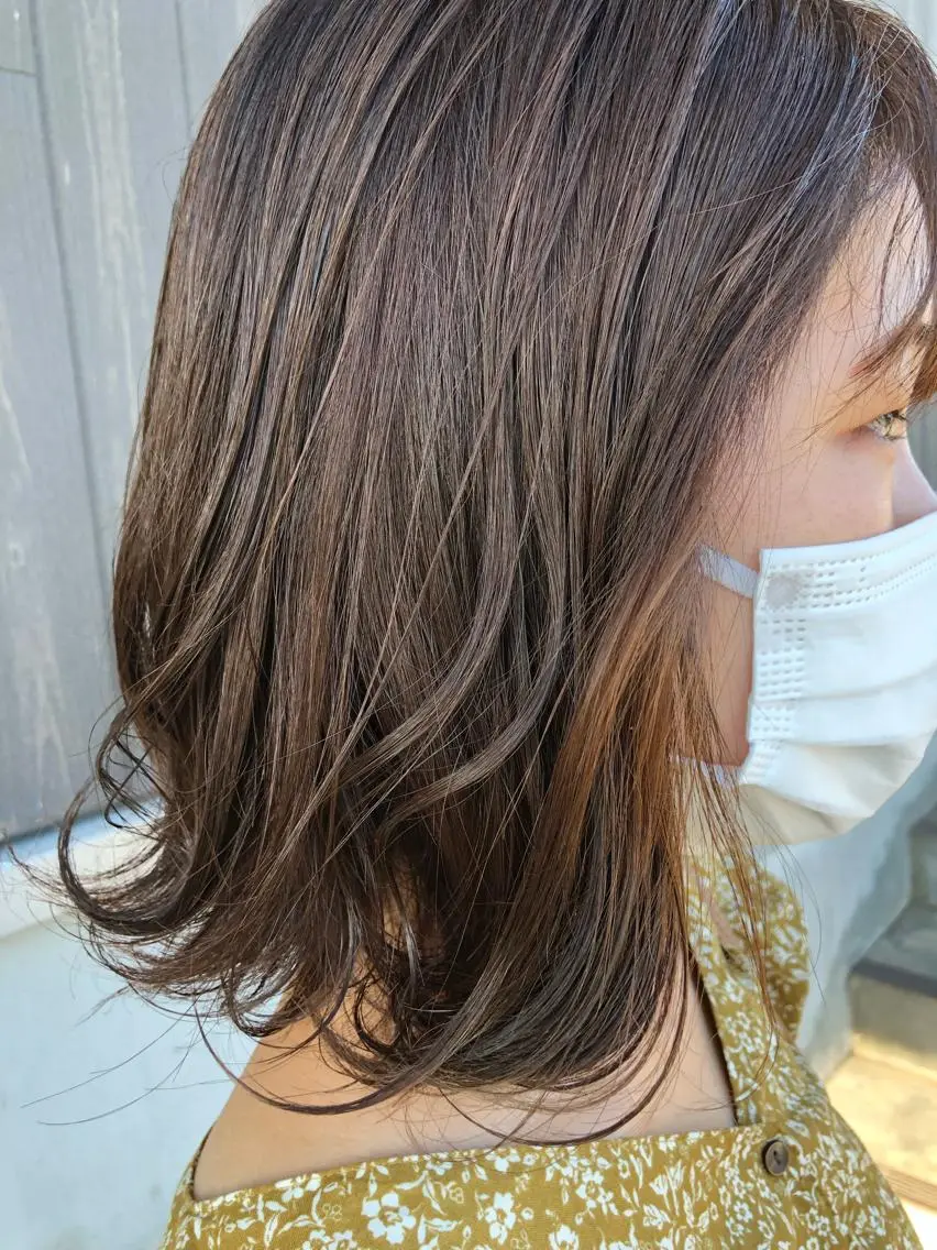 ミディアム カラー ベージュカラー オレンジ オレンジベージュ ヘアカラー トリートメント ヘッドスパ NAKAGAWA YUICHIのヘアスタイル