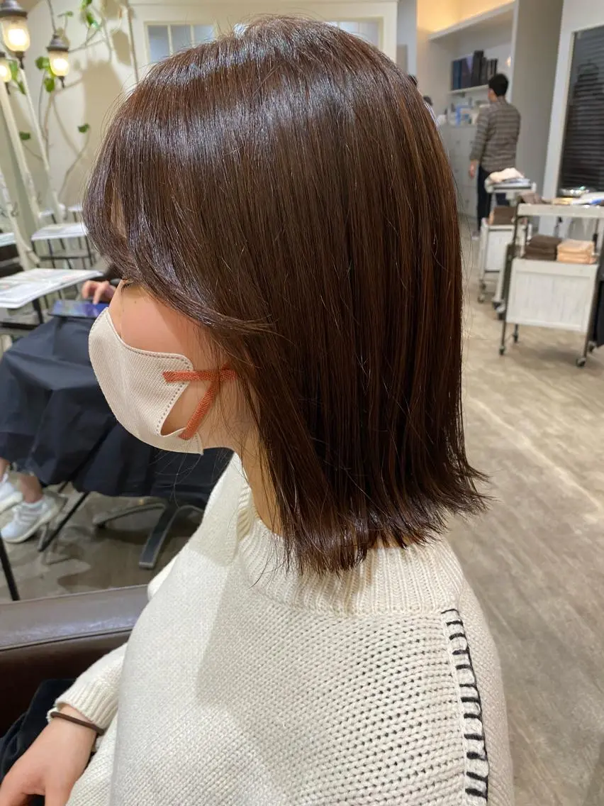 ミディアム カラー ブラウンカラー 透明感カラー 顔周りカット 前橋 姫奈のヘアスタイル