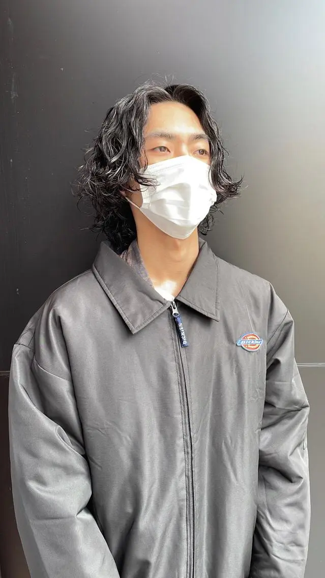 パーマ メンズ センターパート フェードカット マッシュ メンズパーマ プードルパーマ スパイキーパーマ 柏NO1 藤本葉のヘアスタイル