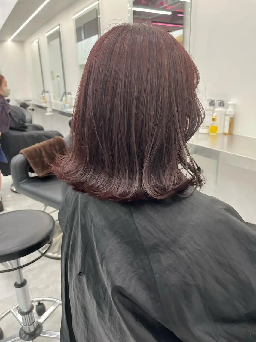 セミロング カラー ブリーチなし💗 艶カラー 翔太郎のヘアスタイル