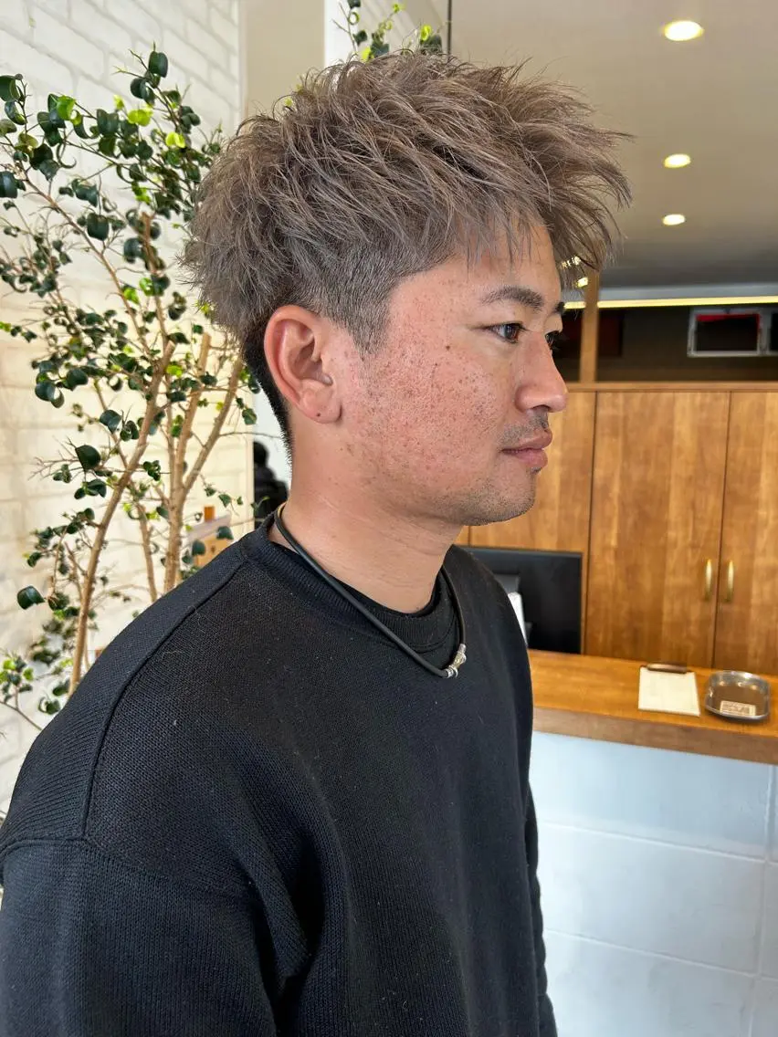 ショート カラー パーマ ヘアアレンジ メンズ ❣️倉敷❣️美髪 カラー能登一成のヘアスタイル
