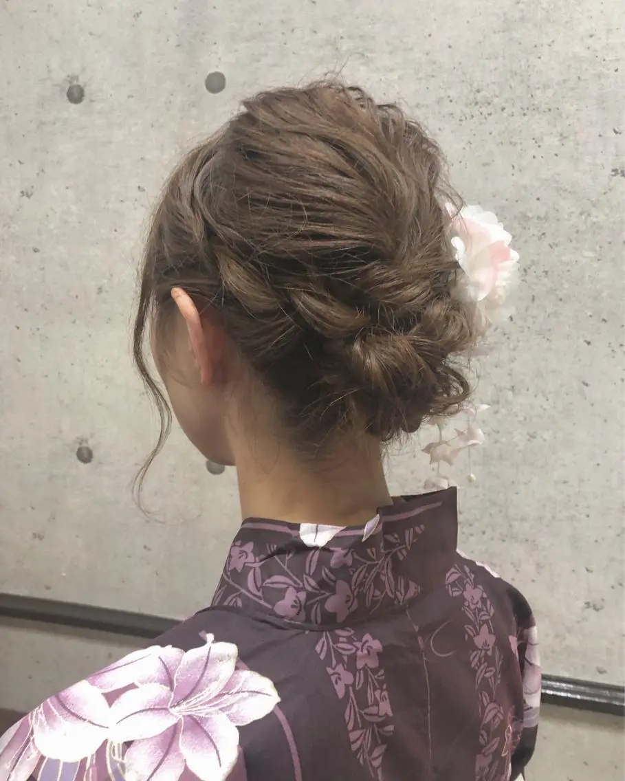 ミディアム 浴衣 江原 彩華のヘアスタイル