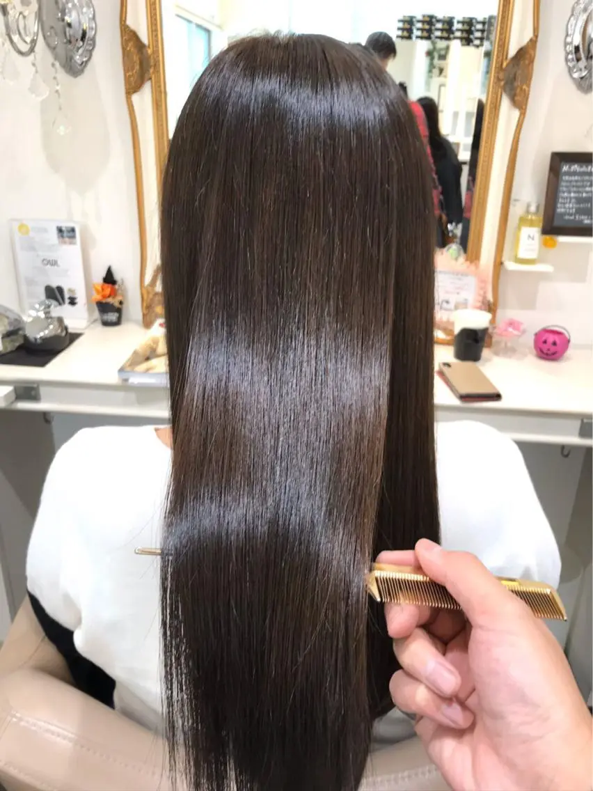ロング ヘアアレンジ 髪質改善 トリートメント 三箇島陽香/髪質改善 クロスパーマ縮毛矯正のヘアスタイル