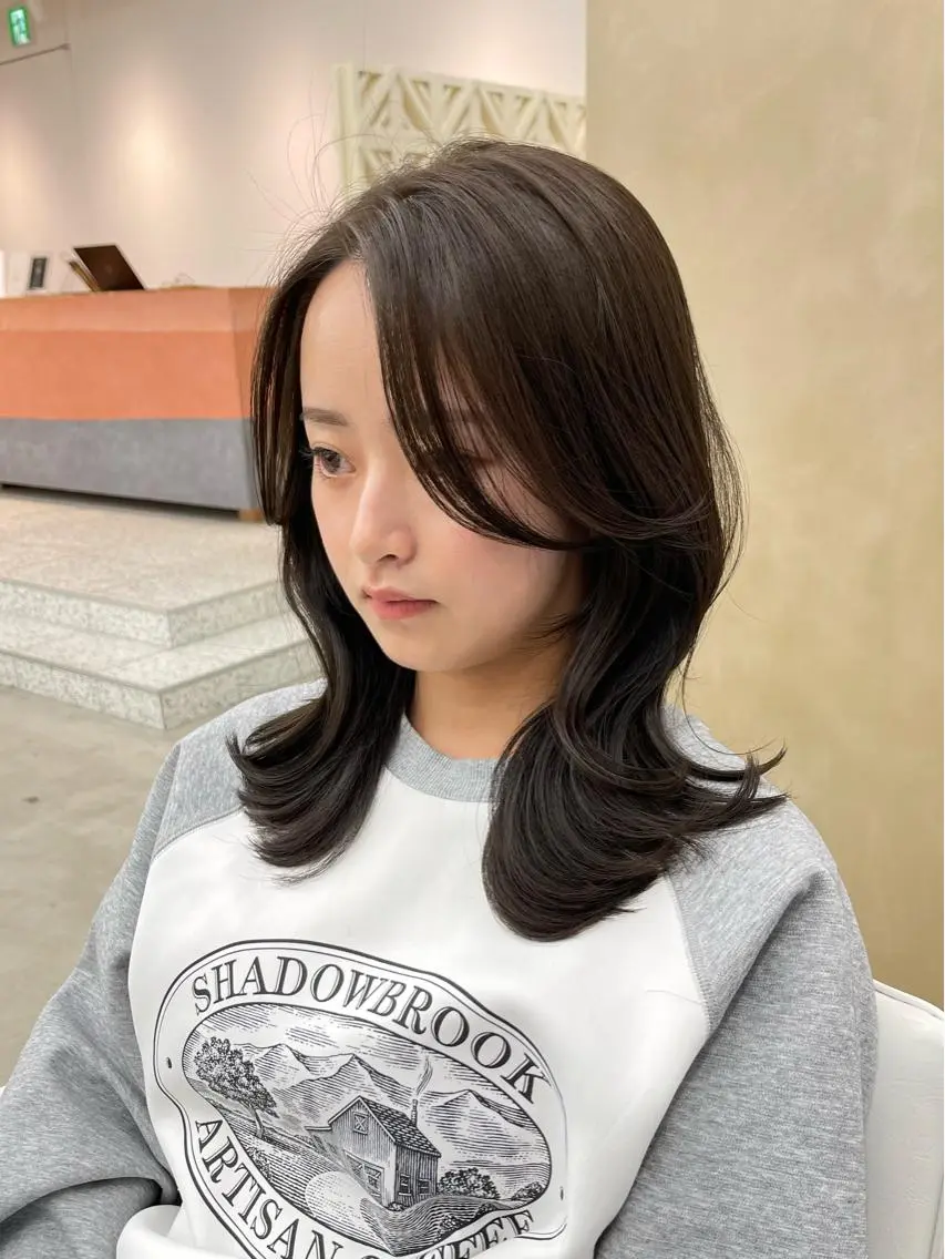ミディアム くびれヘア 顔周りカット 韓国風ヘア レイヤーカット カット トリートメント だいや/メンズパーマ メンズカット/名古屋のヘアスタイル