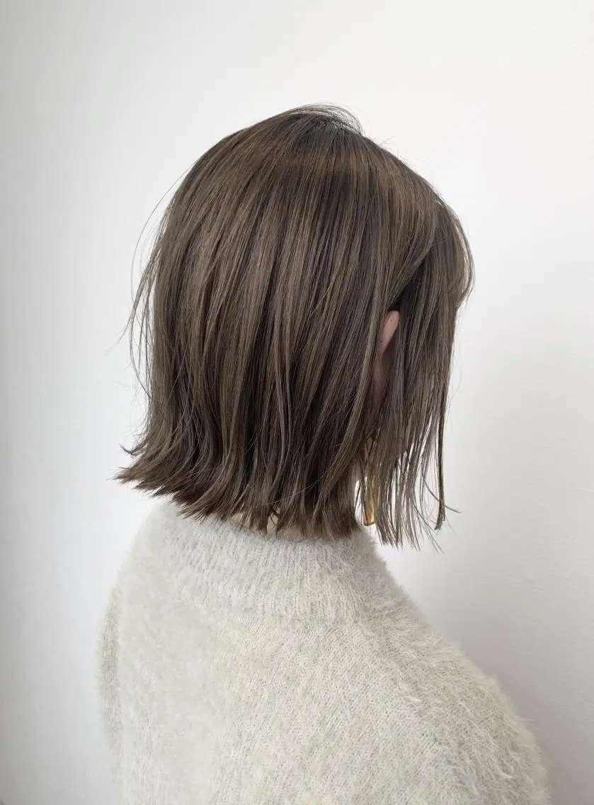ミディアム カラー ベージュカラー オリーブベージュ オレンジ シンマ チヒロのヘアスタイル
