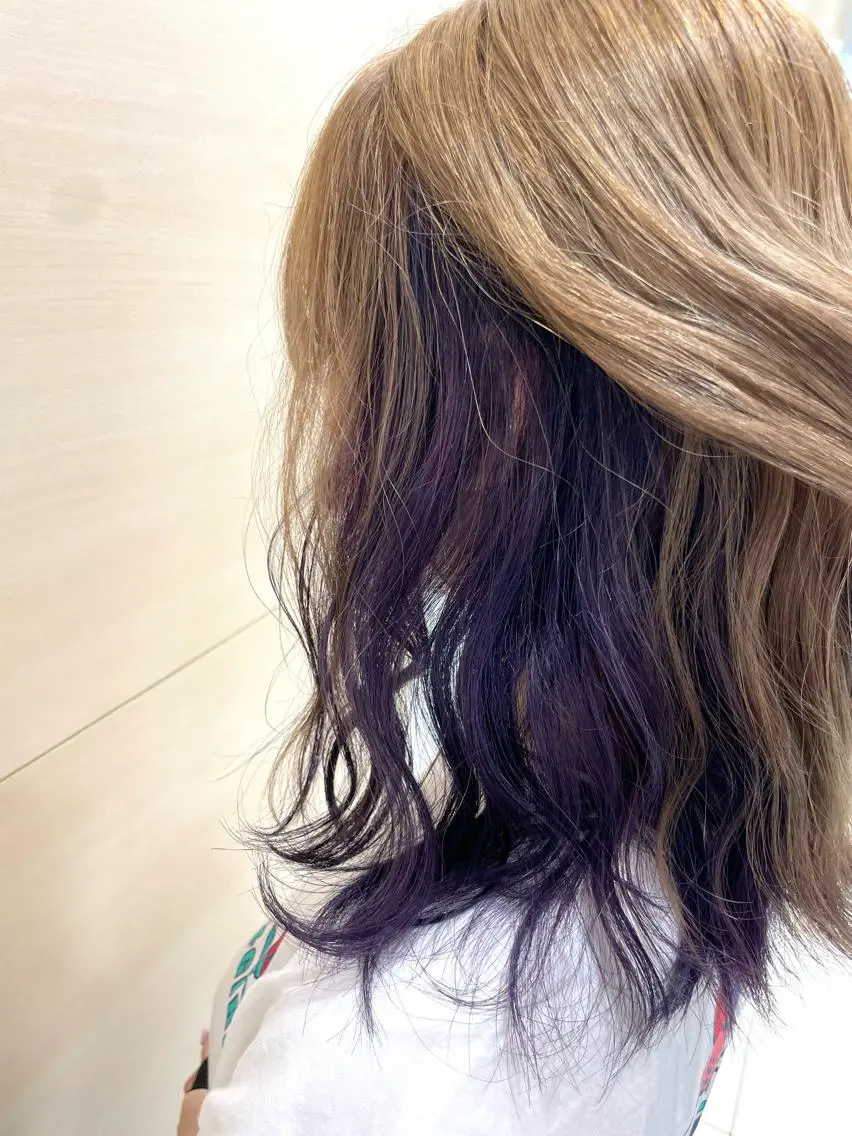 ミディアム カラー インナーカラー クロスパーマ/うる艶 カラー/Kurumiのヘアスタイル
