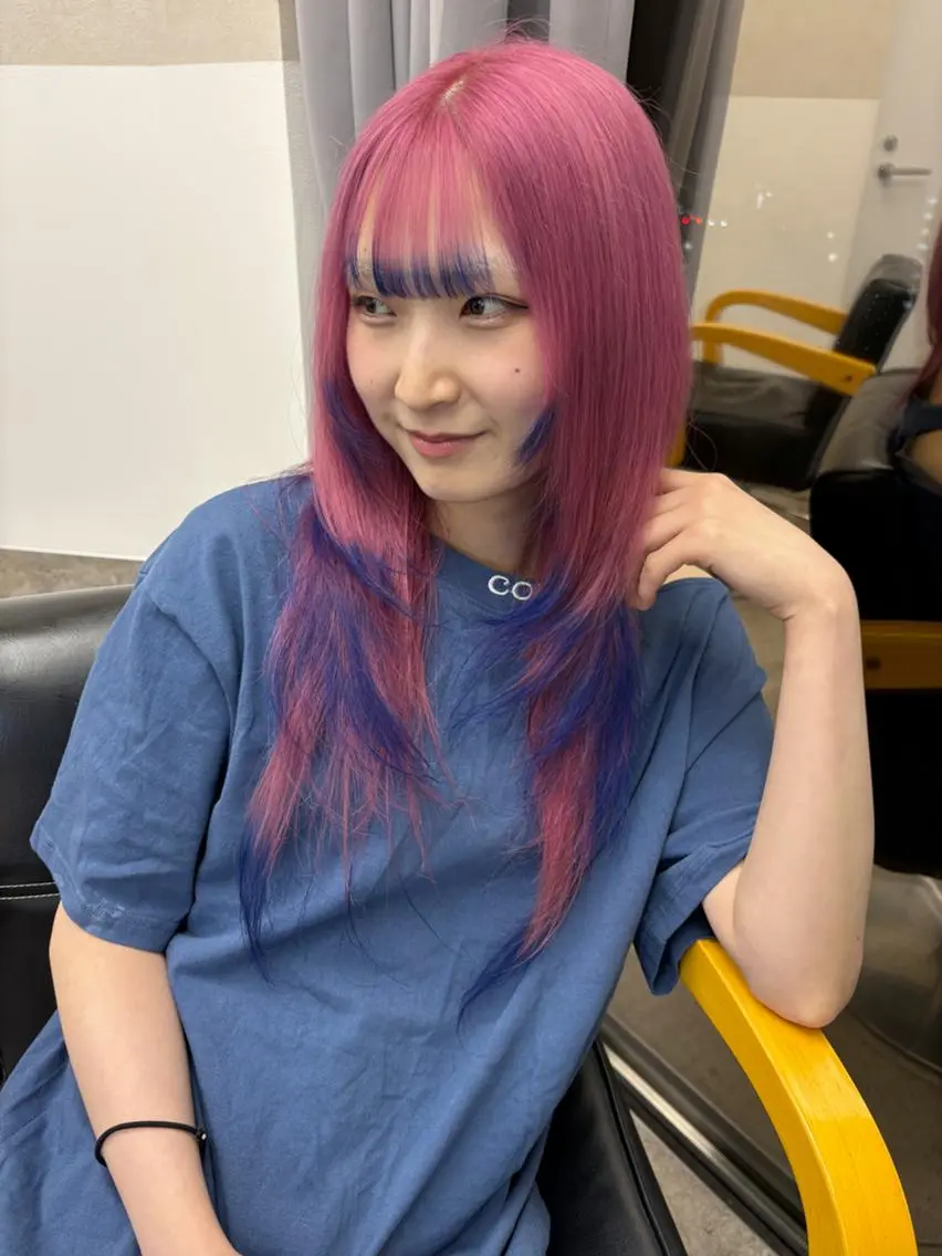ロング カラー カット ヘアカラー トリートメント lafit ラフィット 下大利のヘアスタイル