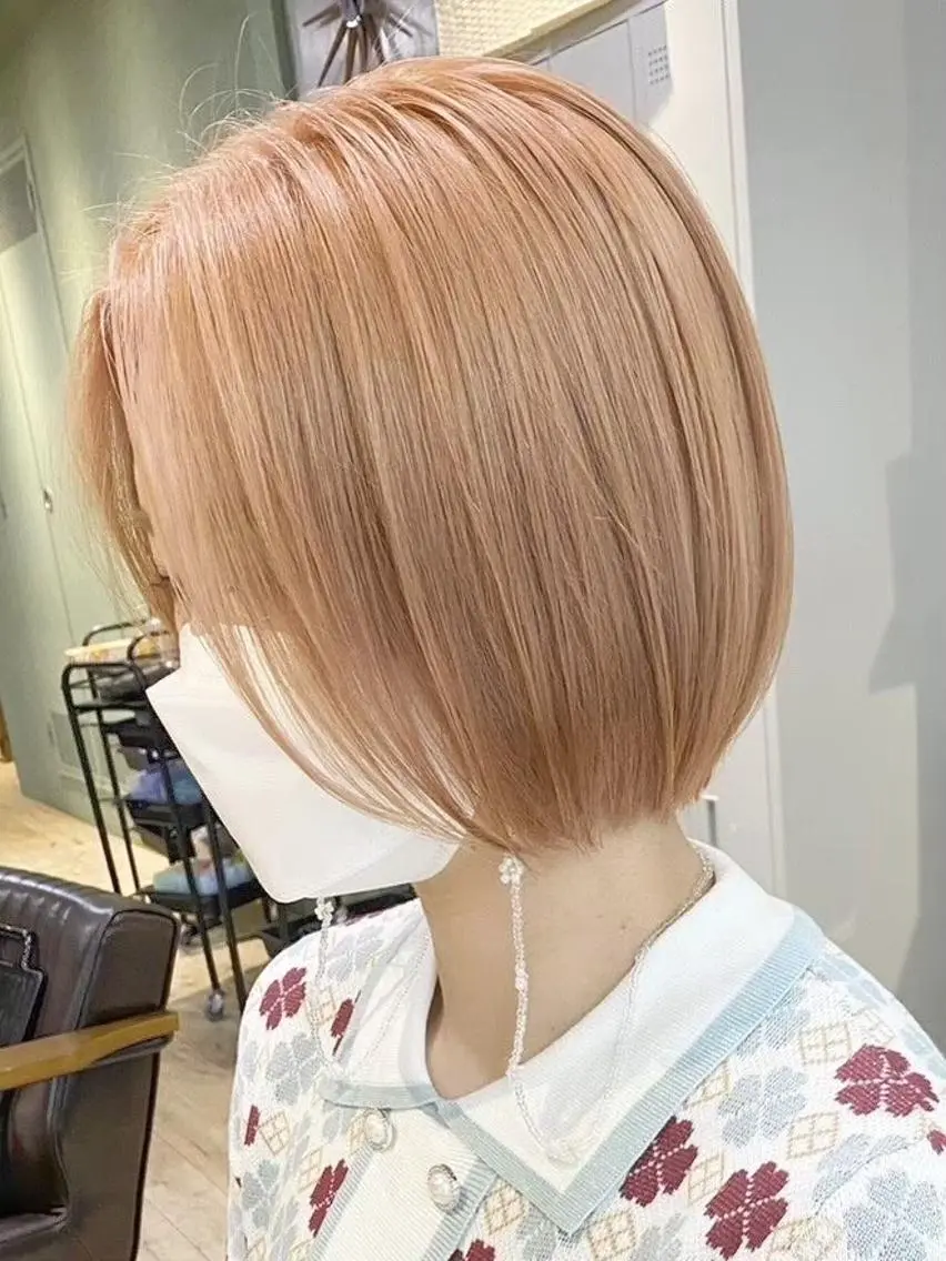 ショート カラー ピンクカラー 顔周りカット ショートヘア 🌼ベージュ/暖色 🌼すずのヘアスタイル