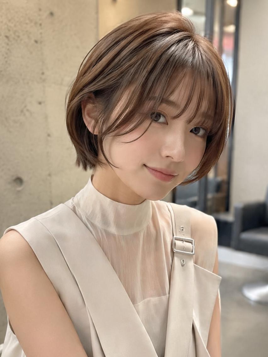 ショート カラー ショートボブ 丸みショート ボブ 似合わせカット ショートヘア ショート/透明感/ 髪質改善/chinaのヘアスタイル