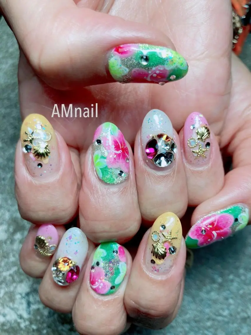 ネイル アートネイル 持ち込み ハンドネイル Am:nail 柏 SUE（スゥ）のネイルデザイン