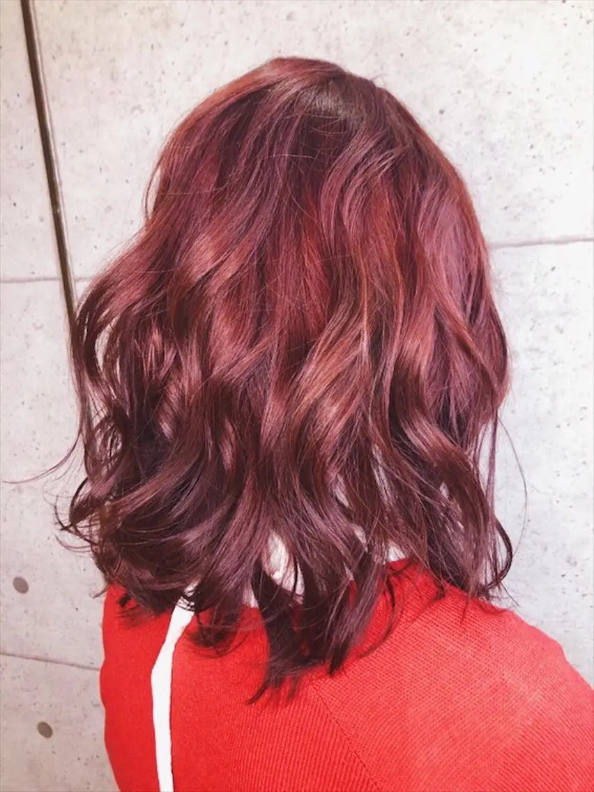ミディアム カラー イルミナカラー ピンクカラー 福森 みずきのヘアスタイル