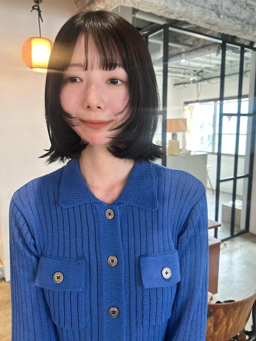 ミディアム パーマ カラー ショートボブ ミディアムパーマ アディクシーカラー ブリーチ ケアブリーチ カット ヘアカラー トリートメント CEINE【セーヌ】 三軒茶屋のヘアスタイル