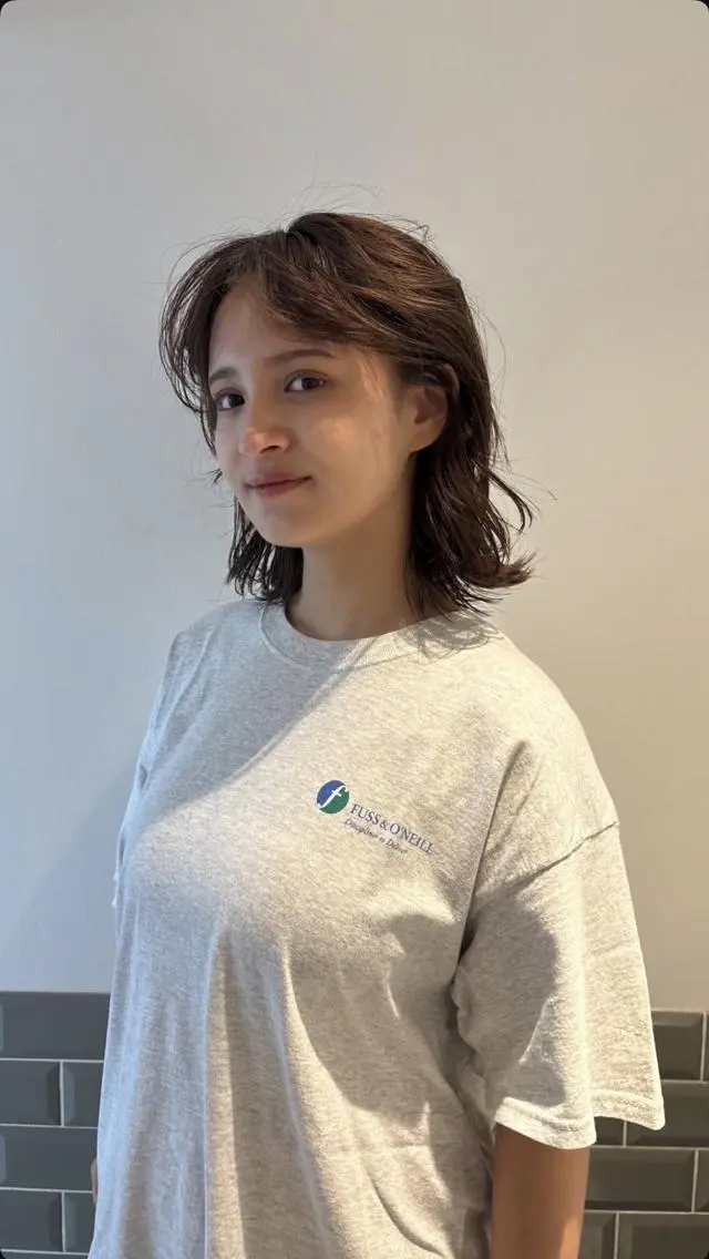 ミディアム カラー パーマ ショートボブ ミディアムパーマ アディクシーカラー ブリーチ ケアブリーチ カット honen hairのヘアスタイル