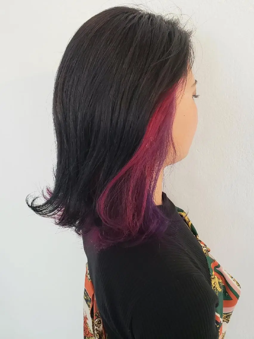 セミロング カラー ヘアアレンジ アッシュ アッシュブラウン ブラウンカラー ダークアッシュ ピンクカラー 成瀬 弘光のヘアスタイル