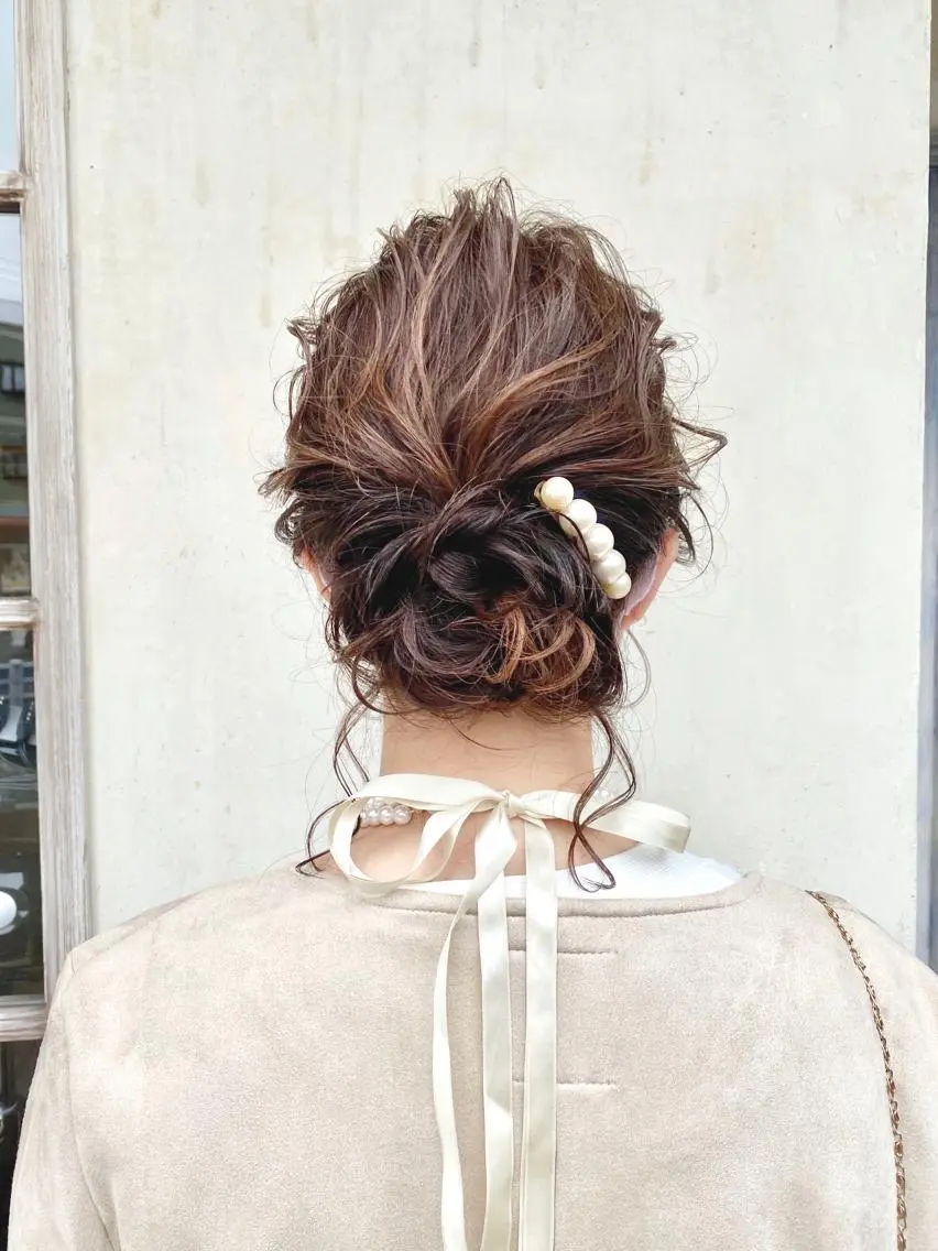 ミディアム ヘアアレンジ お団子ヘア 森 早希絵のヘアスタイル