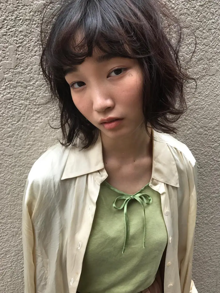 ミディアム カラー パーマ ボブレイヤー ボブ レイヤーカット カット トリートメント 骨格診断🍃ショート /ショートボブ✨岡元のヘアスタイル