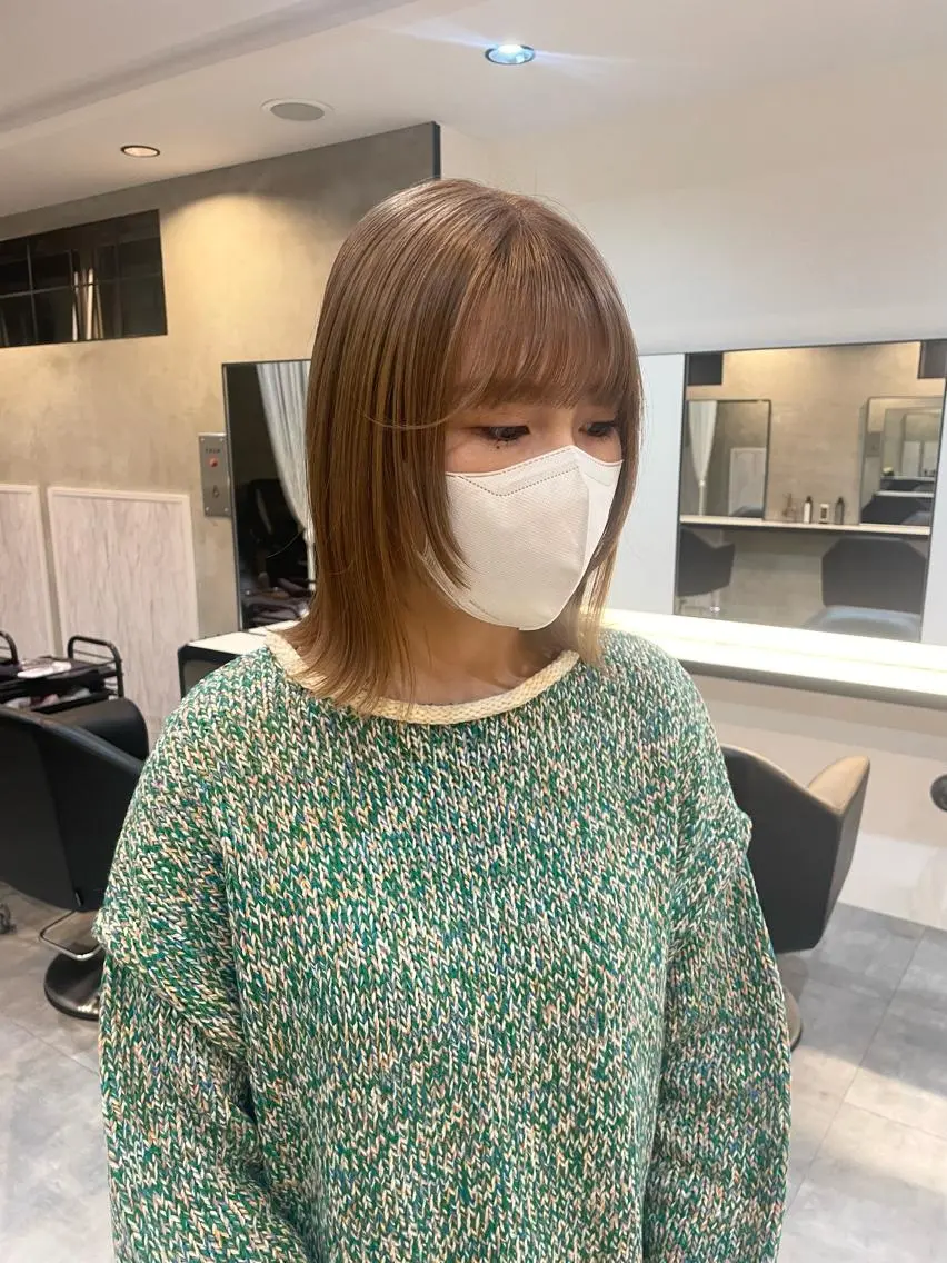 ミディアム カラー ブリーチ ダブルカラー ヘアカラー 渋谷 留菜のヘアスタイル