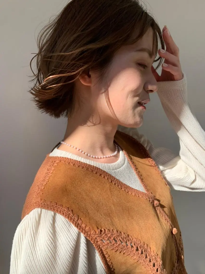 ミディアム パーマ カラー ミディアムパーマ ダブルカラー グラデーションカラー ハイライトカラー イルミナカラー CEINE PATHのヘアスタイル