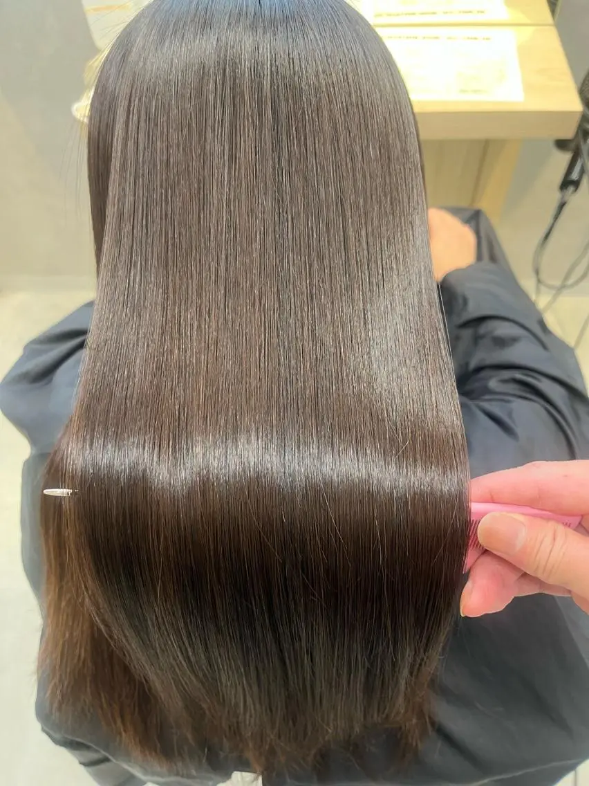 ロング カット 縮毛矯正 トリートメント 天野 涼のヘアスタイル