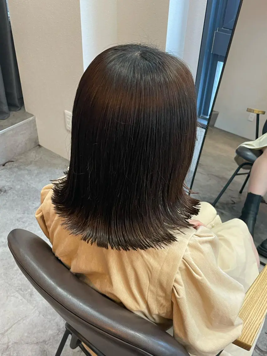 ミディアム カラー 切りっぱなしボブ ボブ カット ボブ/髪質改善/ soiナカジママドリのヘアスタイル