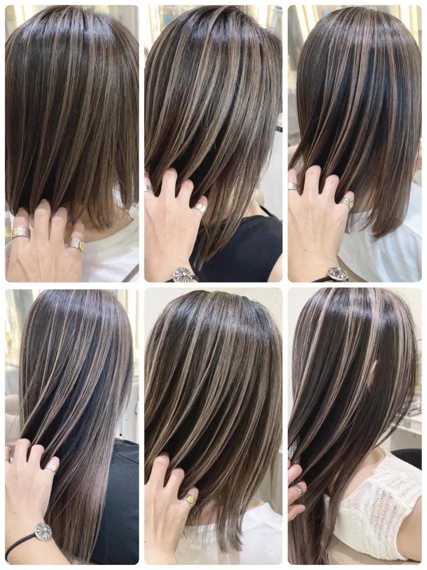 セミロング カラー バレイヤージュ 髪質改善 レイヤーカット カット ヘアカラー トリートメント 山崎俊輔/髪質改善 /バレイヤージュのヘアスタイル