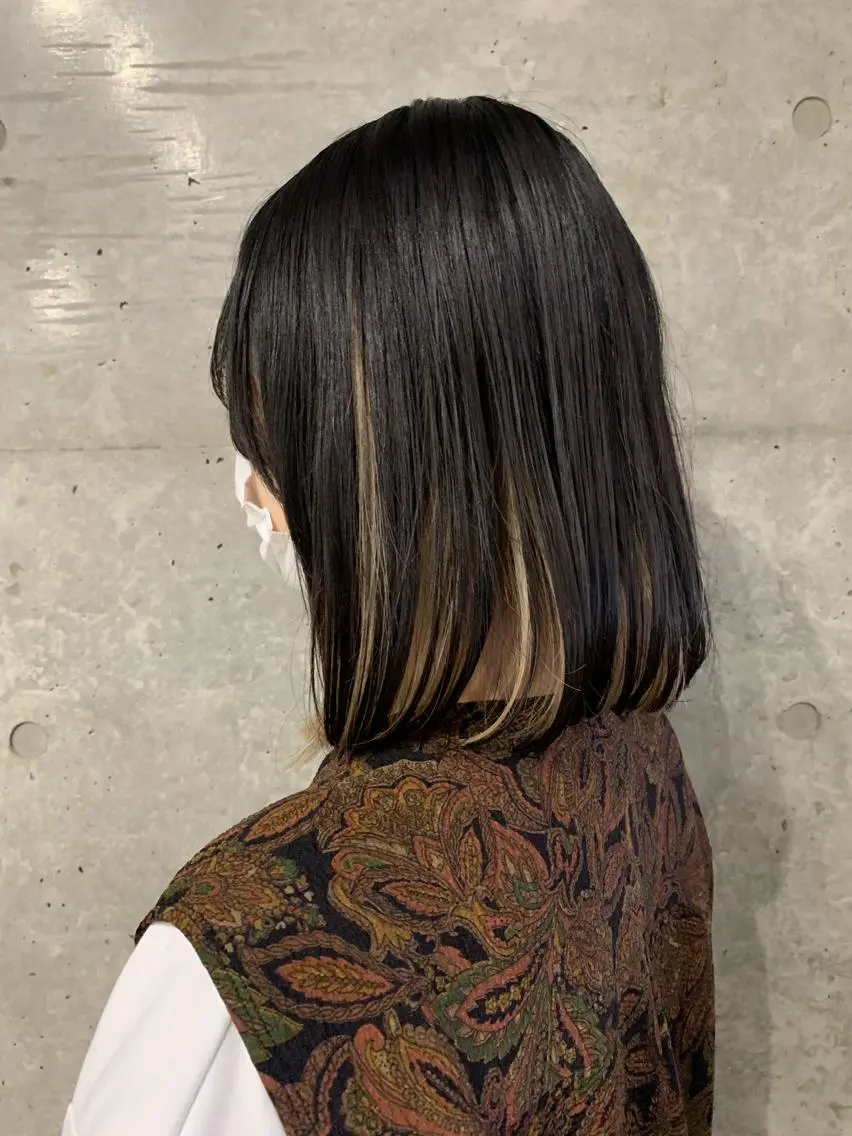 セミロング カラー ボブパーマコテ巻き風 パーマNo1深江秀平のヘアスタイル
