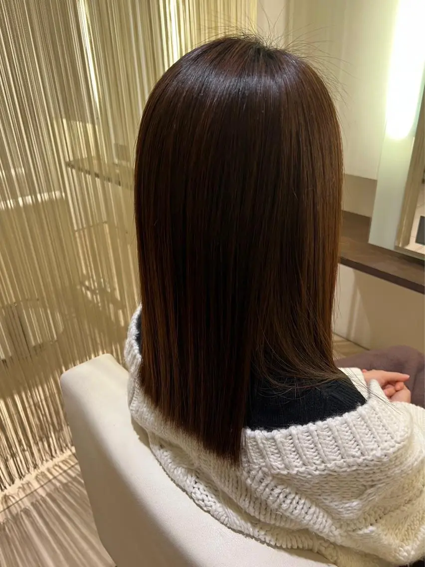 セミロング セミロングパーマ 酸性ストレート 西平 太のヘアスタイル