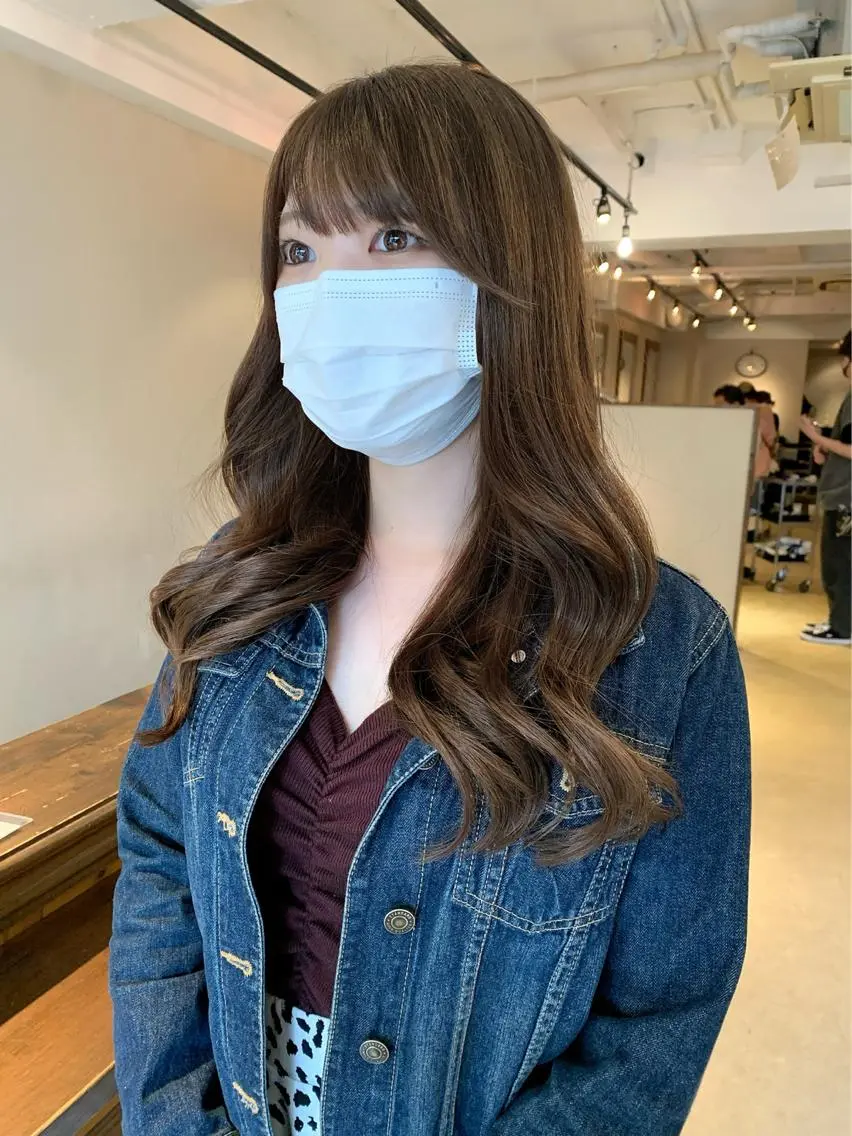 ロング カラー アッシュ ミストバング ブルーカラー ブルーグレー ブルーグレージュ 透明感カラー✂︎ /縮毛矯正/YUKAのヘアスタイル