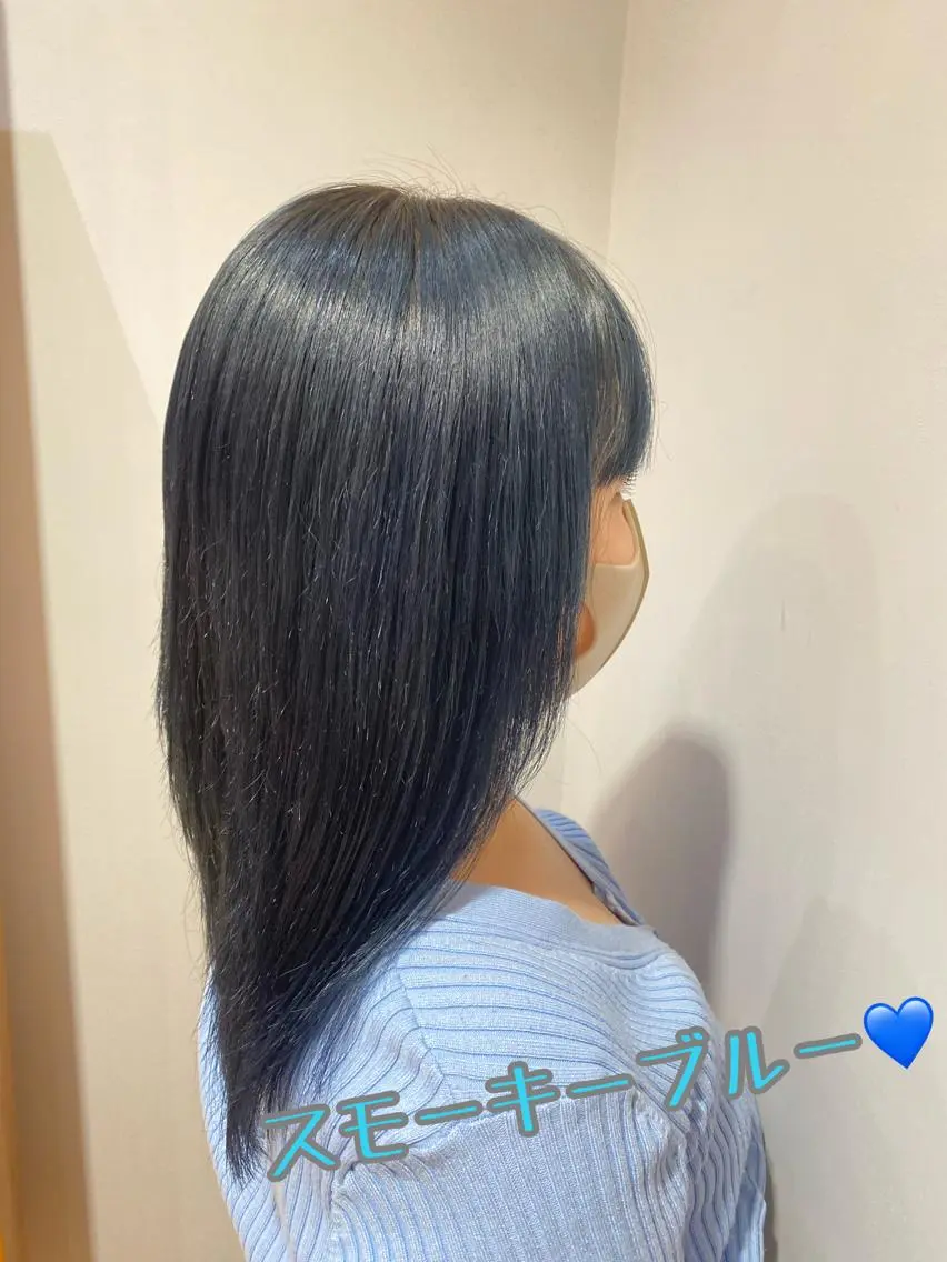 ロング カラー ブルーカラー ヘアカラー コテ巻き風パーマ✨ かつみのヘアスタイル