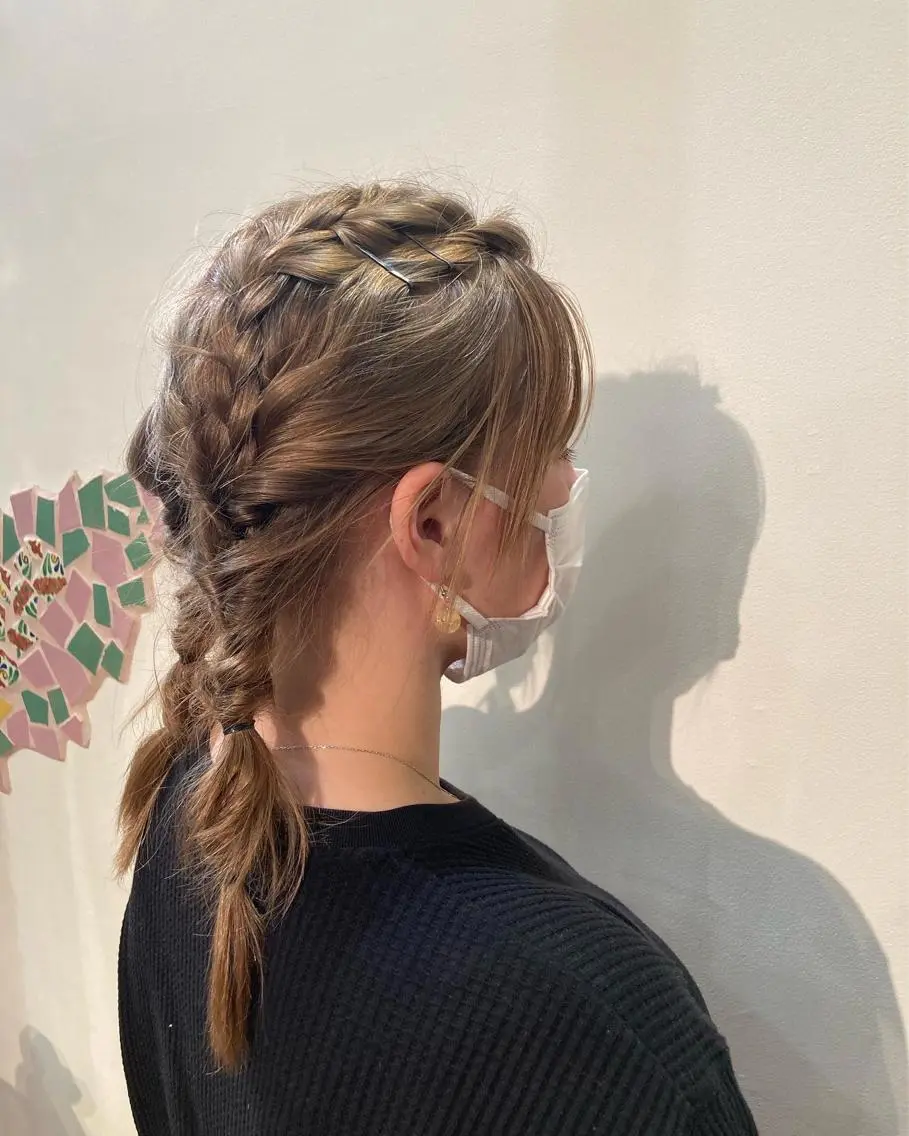 ヘアアレンジ 三つ編み ヘアセット 成沢 モニカのヘアスタイル