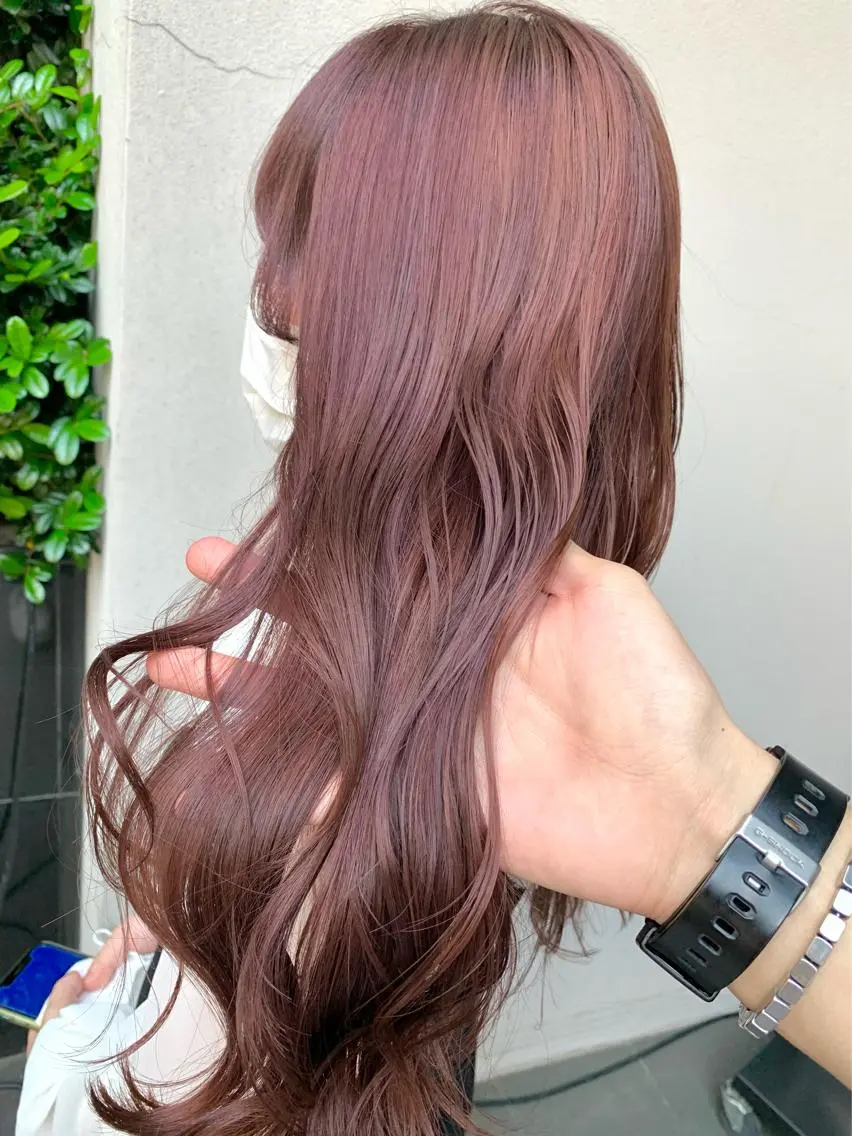 セミロング カラー ベージュカラー ピンクカラー ピンクベージュ 矢野 晃平のヘアスタイル