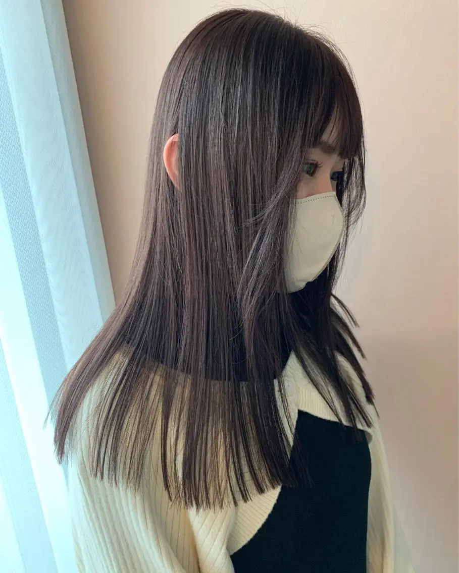 ロング カラー ベージュカラー ブリーチ ラベンダーカラー ラベンダーベージュ ブリーチなしカラー hubhair レイヤー/透明感のヘアスタイル
