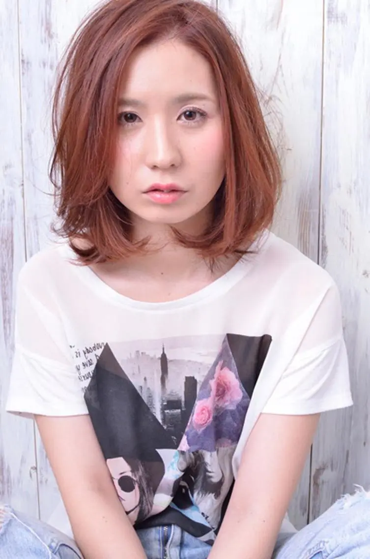 ミディアム カラー パーマ カット ヘアカラー パーマ トリートメント 恒遠 幸司のヘアスタイル