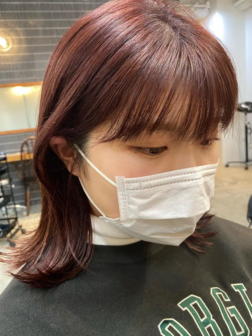ミディアム カラー ブリーチ ブリーチなしカラー オレンジ 砂原 ひよりのヘアスタイル