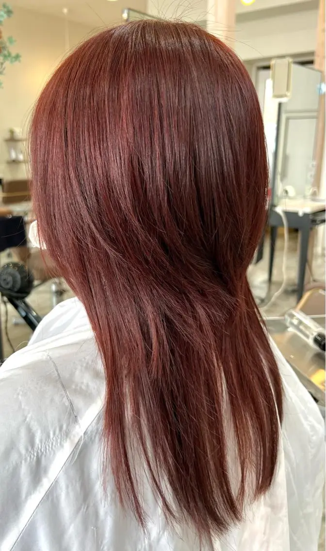 ミディアム カラー ブリーチ ブリーチなしカラー オレンジ cyan Amiのヘアスタイル