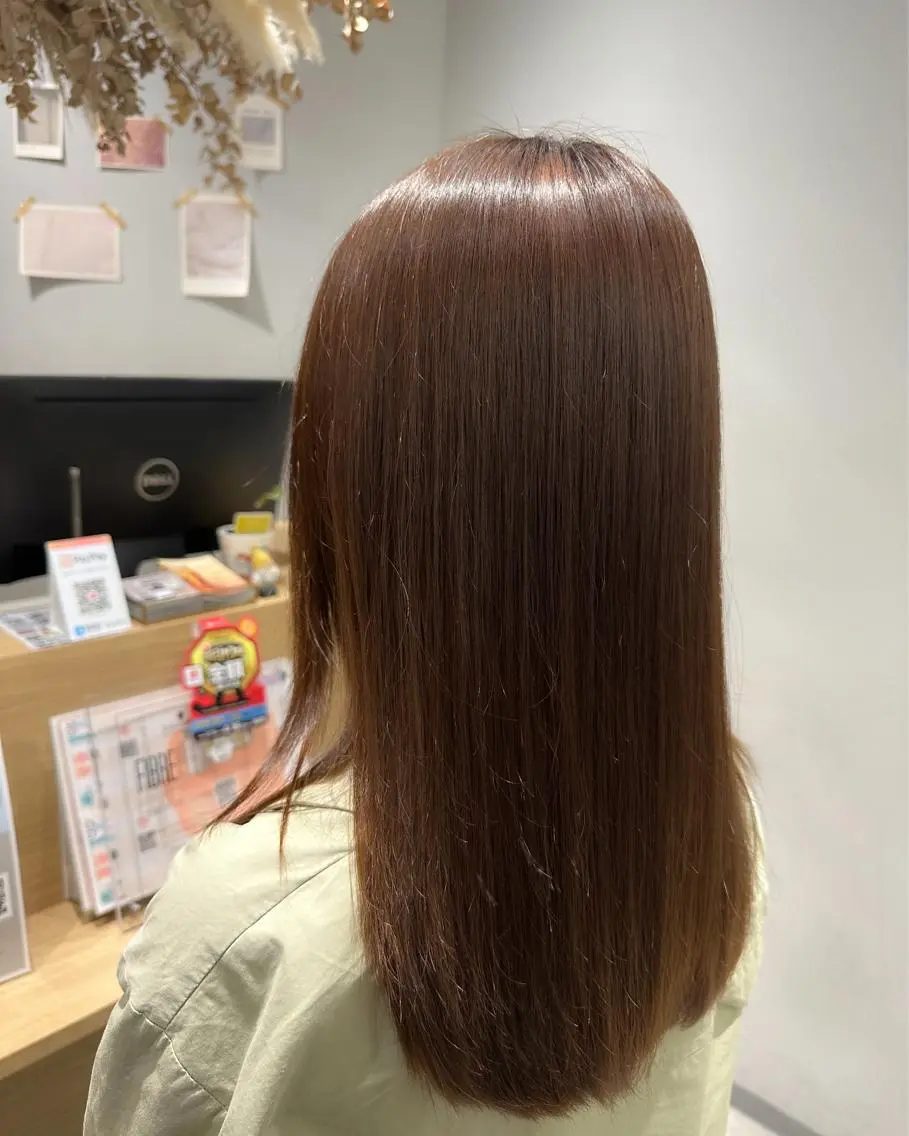 ミディアム 髪質改善 ヘアカラー 巻ける髪質改善🫧ハ イライト/永田汰伊智のヘアスタイル