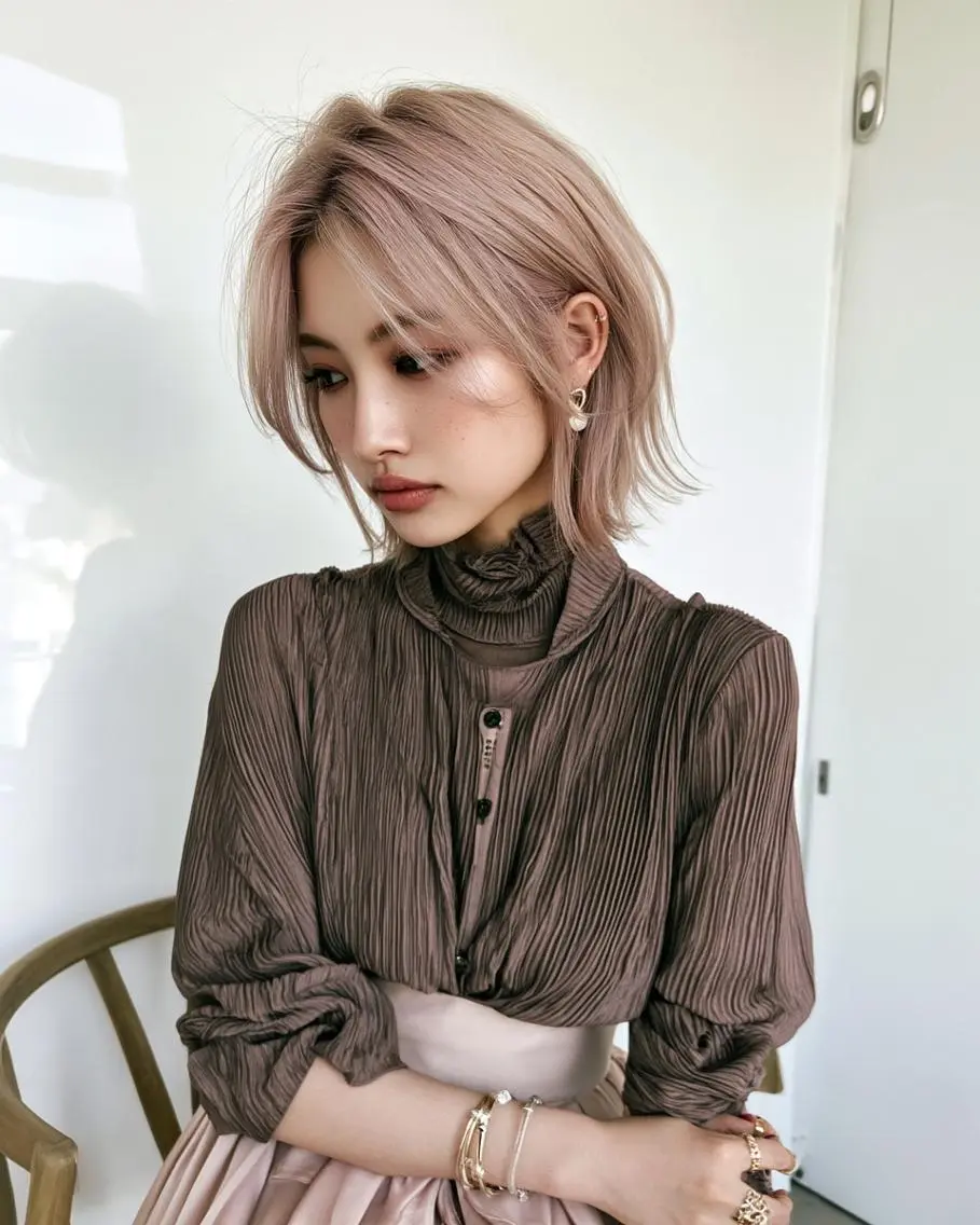 ショート ヘアカラー 縮毛矯正×レイヤー Hiroto/表参道のヘアスタイル