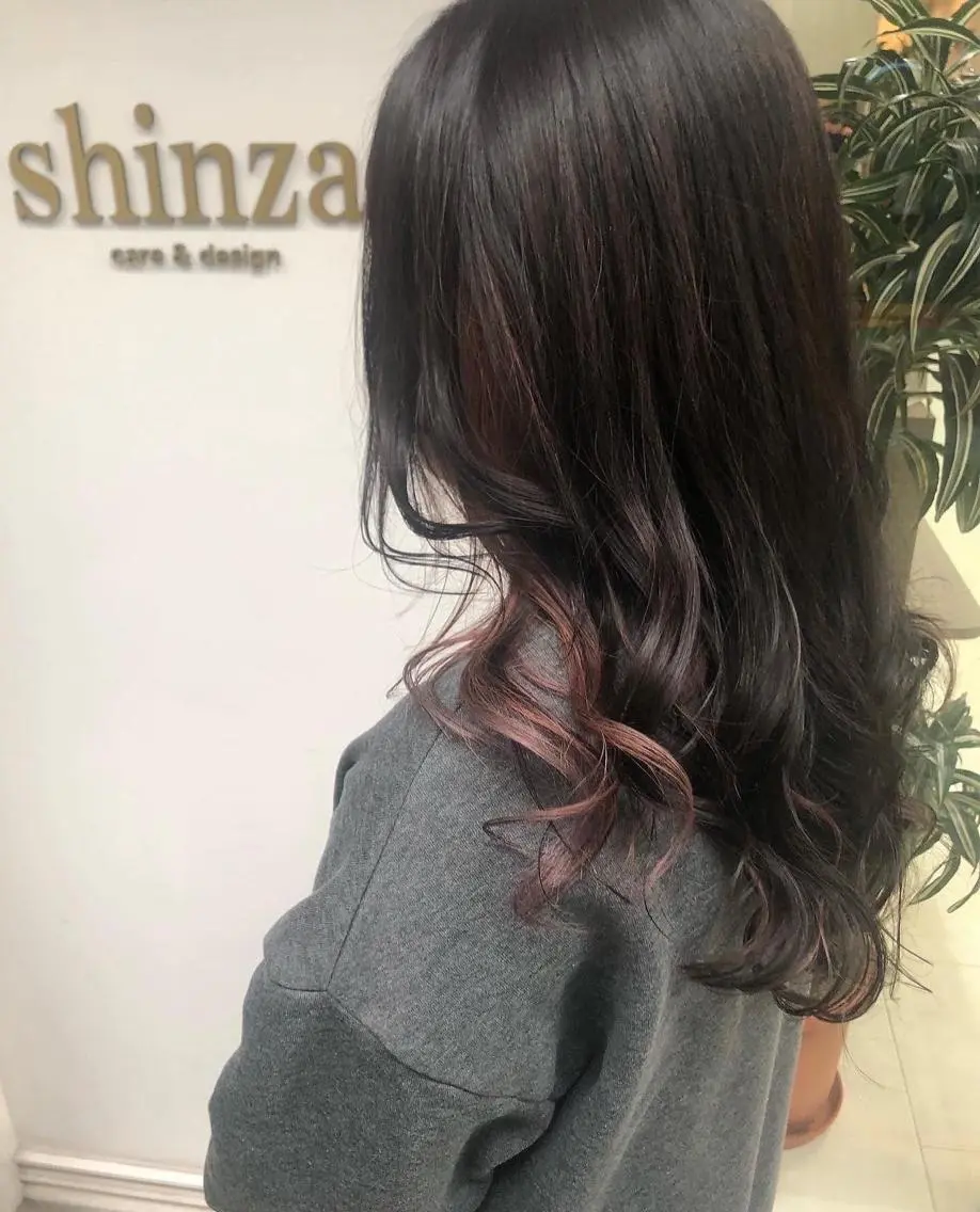 セミロング カラー ヘアアレンジ ブリーチ ピンクカラー 髪質改善/ ツヤ髪カラー/高井のヘアスタイル