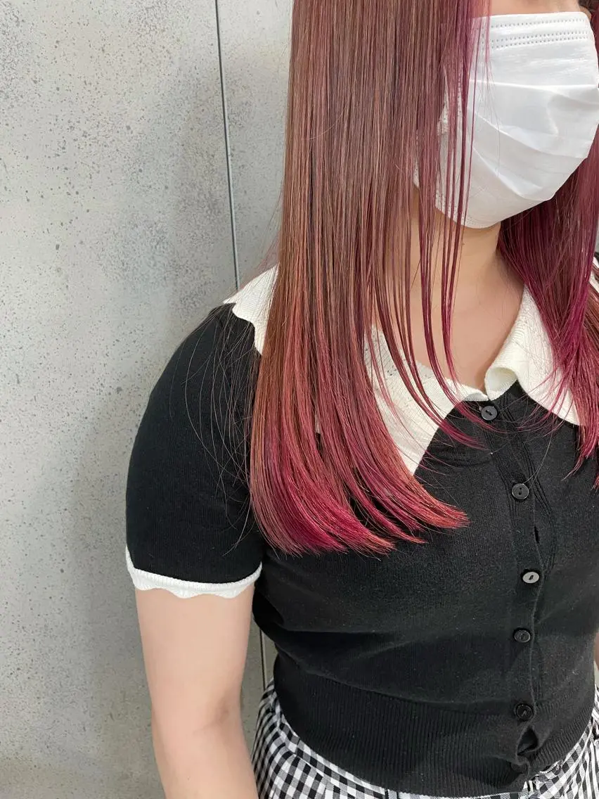 ロング カラー グラデーションカラー パーマウルフショート 濱田匠のヘアスタイル