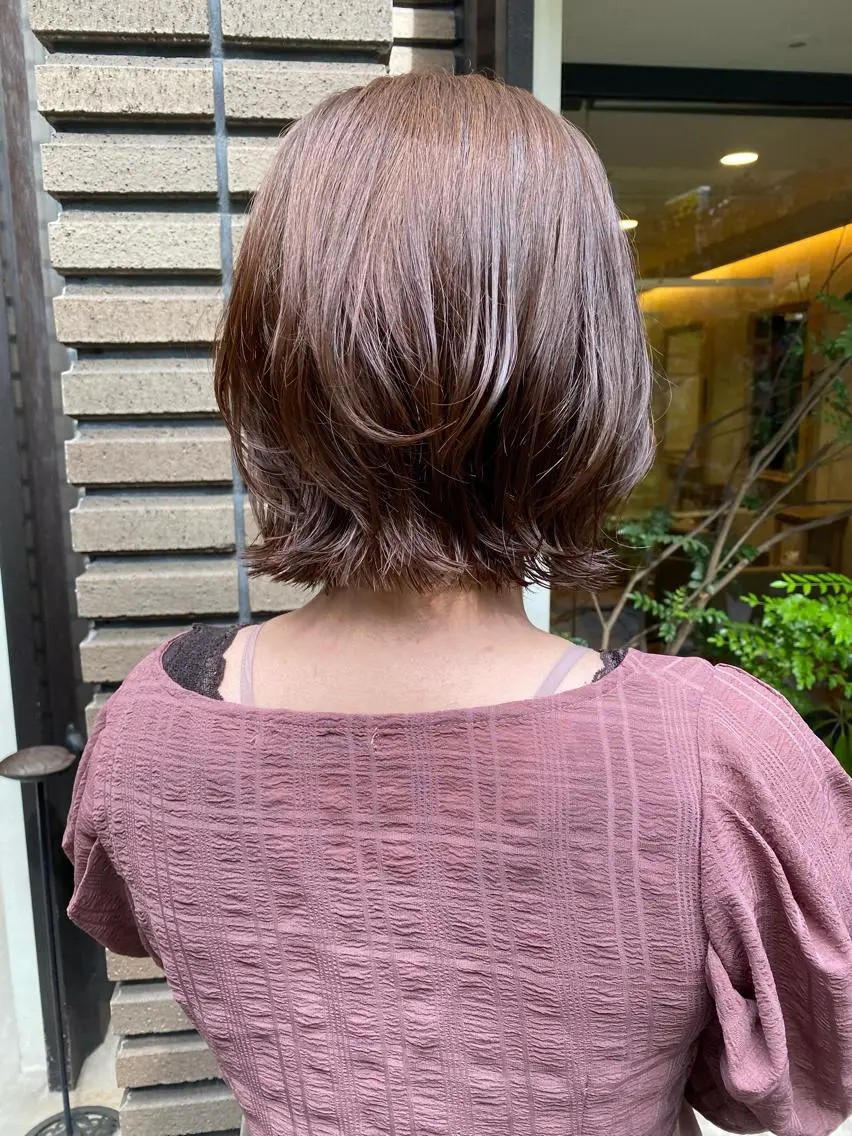 ミディアム カラー ヘアアレンジ ミディアムレイヤー レイヤーカット 、 、のヘアスタイル