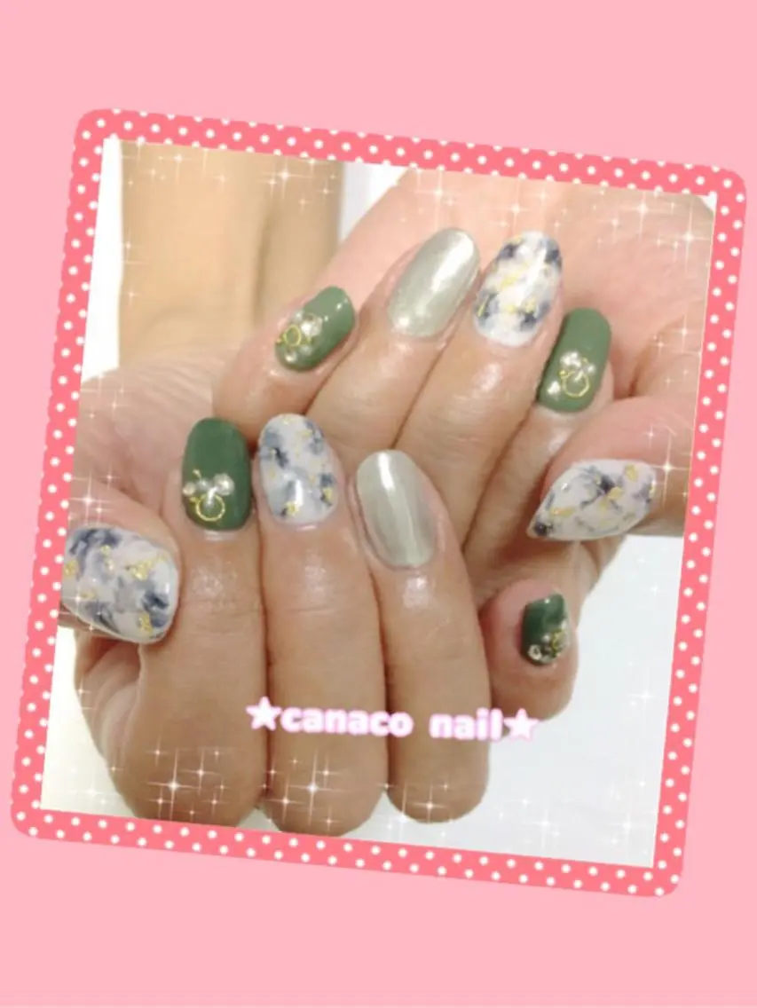 ネイル アートネイル 大理石ネイル(マーブル) ミラーネイル ベテランネイル cnc  nailのネイルデザイン