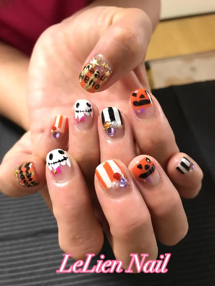ネイル ハロウィン モチの良さ◉ フィルインネイル♡のネイルデザイン